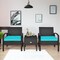Costway 3PCS Patio Rattan Furniture Set Storage Table Cushioned Sofa Deck Red\Turquoise\White